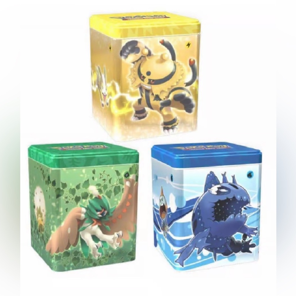 NIB Pokemon Costco Stacking 3 Tins Evolving Skies Fusion Strike Brilliant Stars